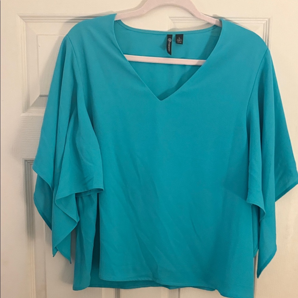 Versona Turquoise V-Neck Blouse